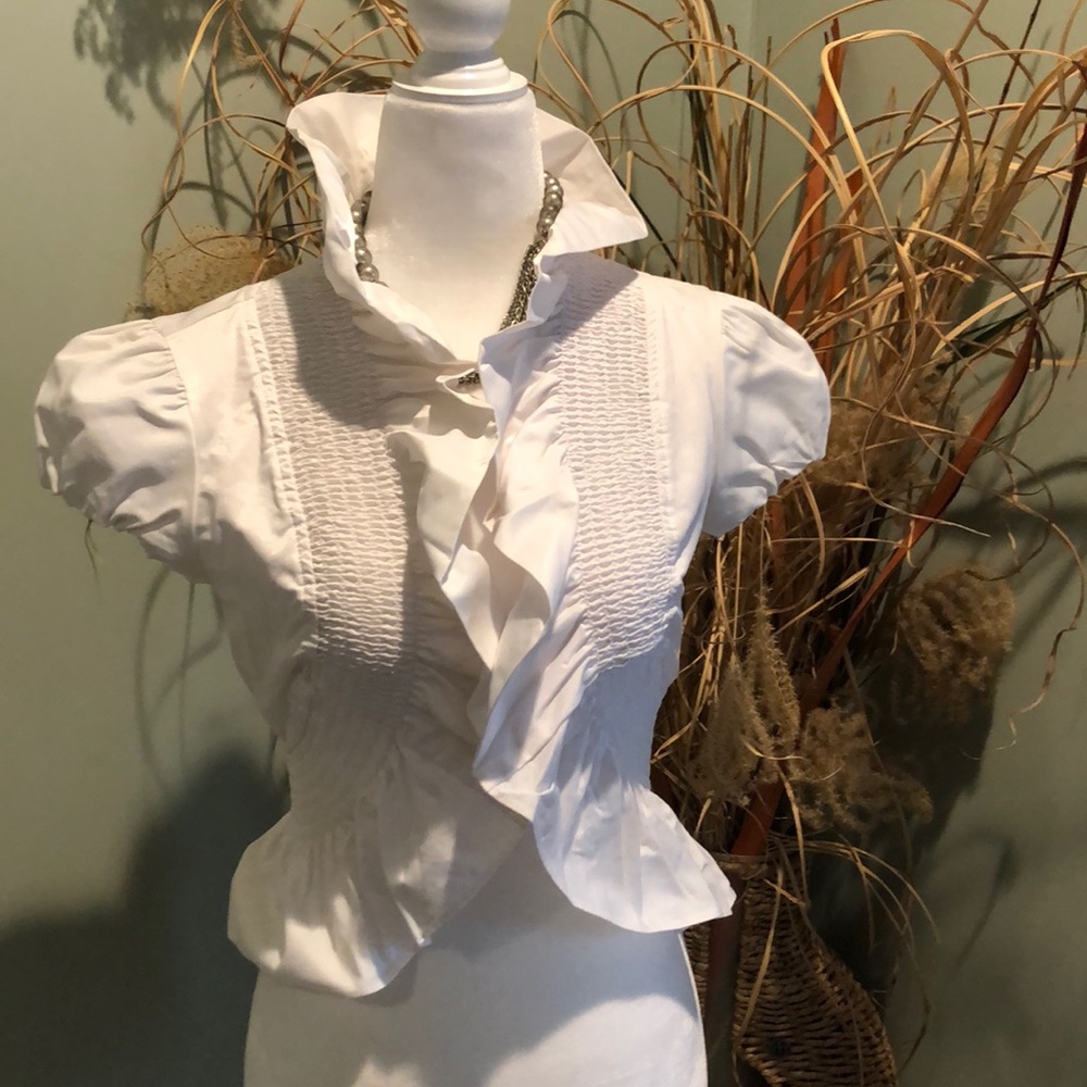Odds N Evens High Collar Peplum Smocked Jacket
